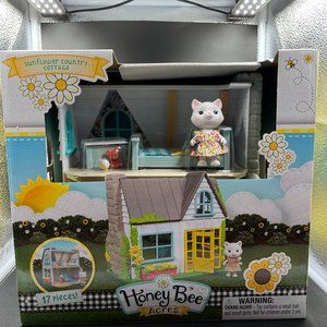 Honey Bee Acres Sunflower Country Cottage Dollhouse Playset 17 Pieces
